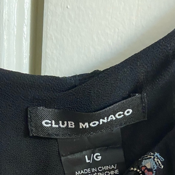 Club Monaco Ravella blouse silk black pop over floral Large - Picture 7 of 8